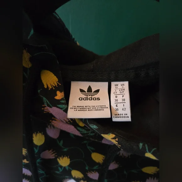 Adidas Black Hoodie with Colorful Floral Design - Picture 4 of 4